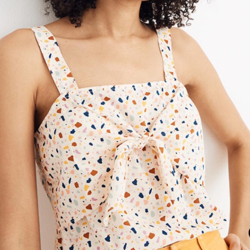 Madewell -Terrazzo Front Tie Top in Cream